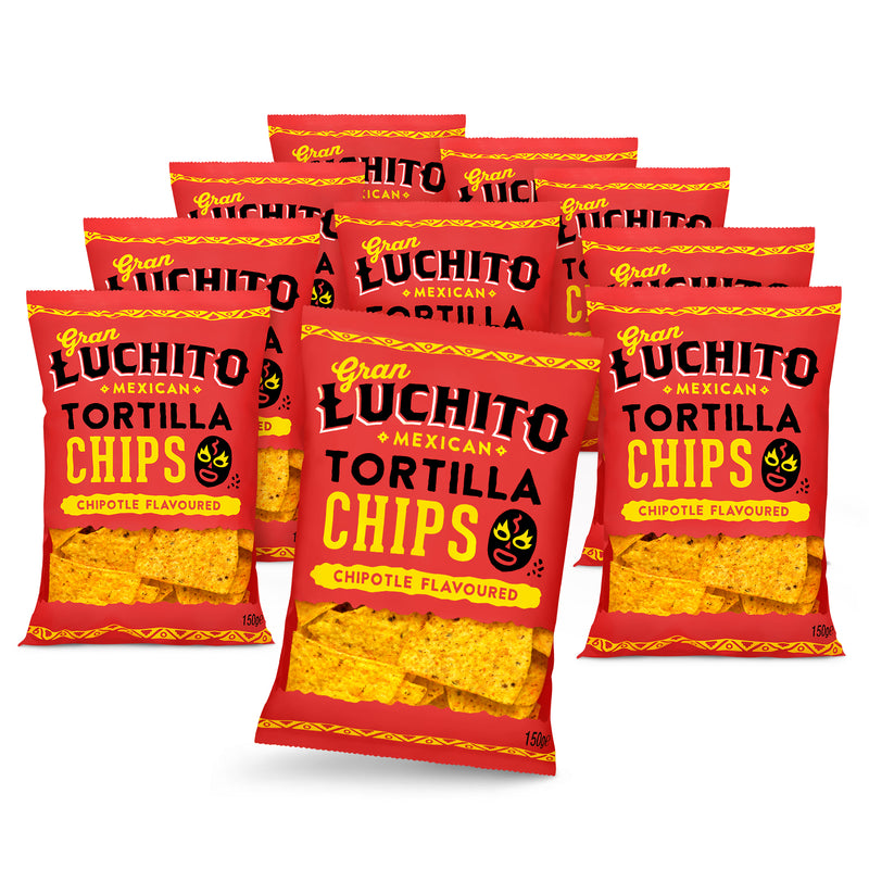Gran Luchito Chipotle Tortilla Chips 150g (Pack of 10)